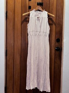 Vintage Sleeveless Cream Textured Maxi Dress